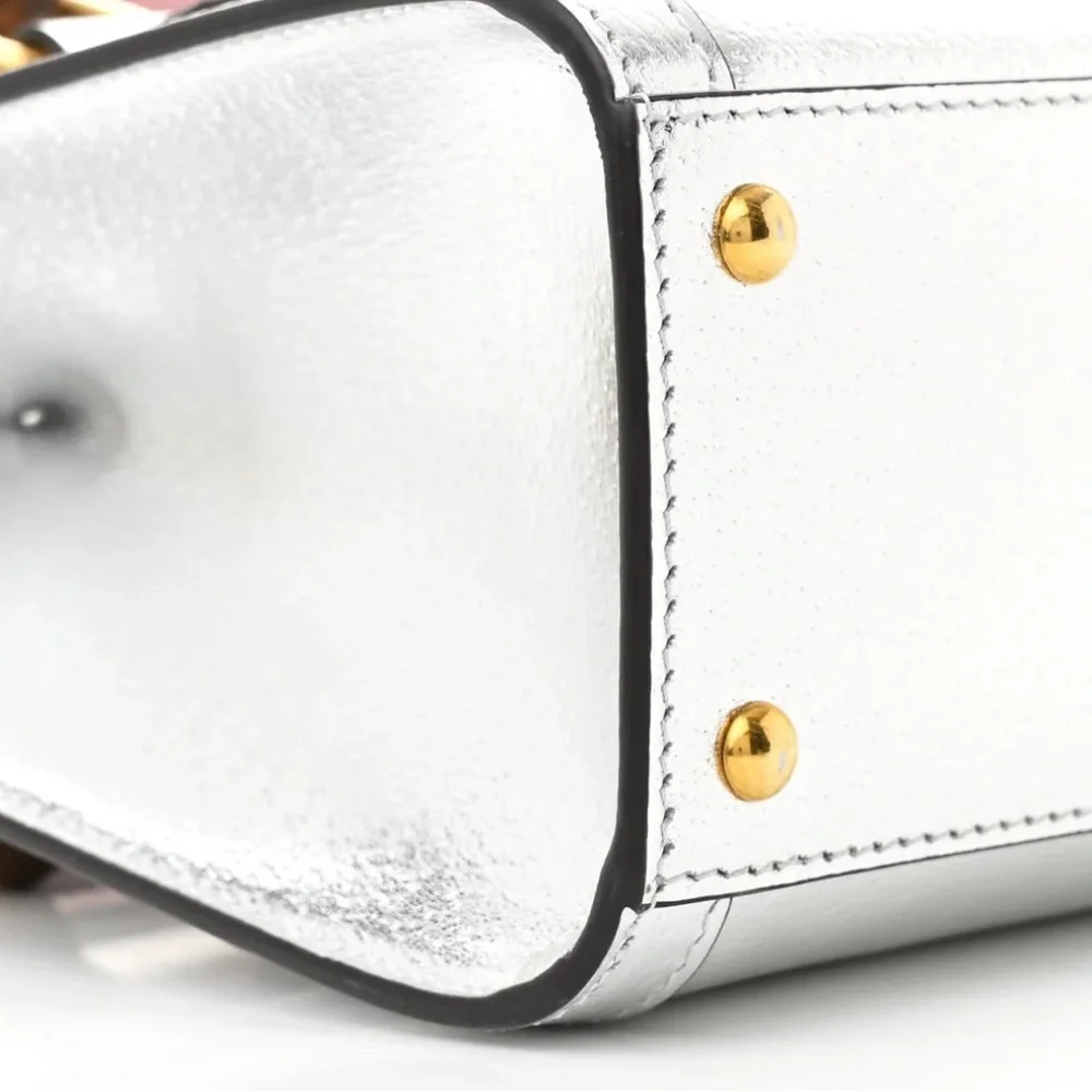 Gucci Silver Mini Bag with Bamboo Accent - Picture 4 of 10
